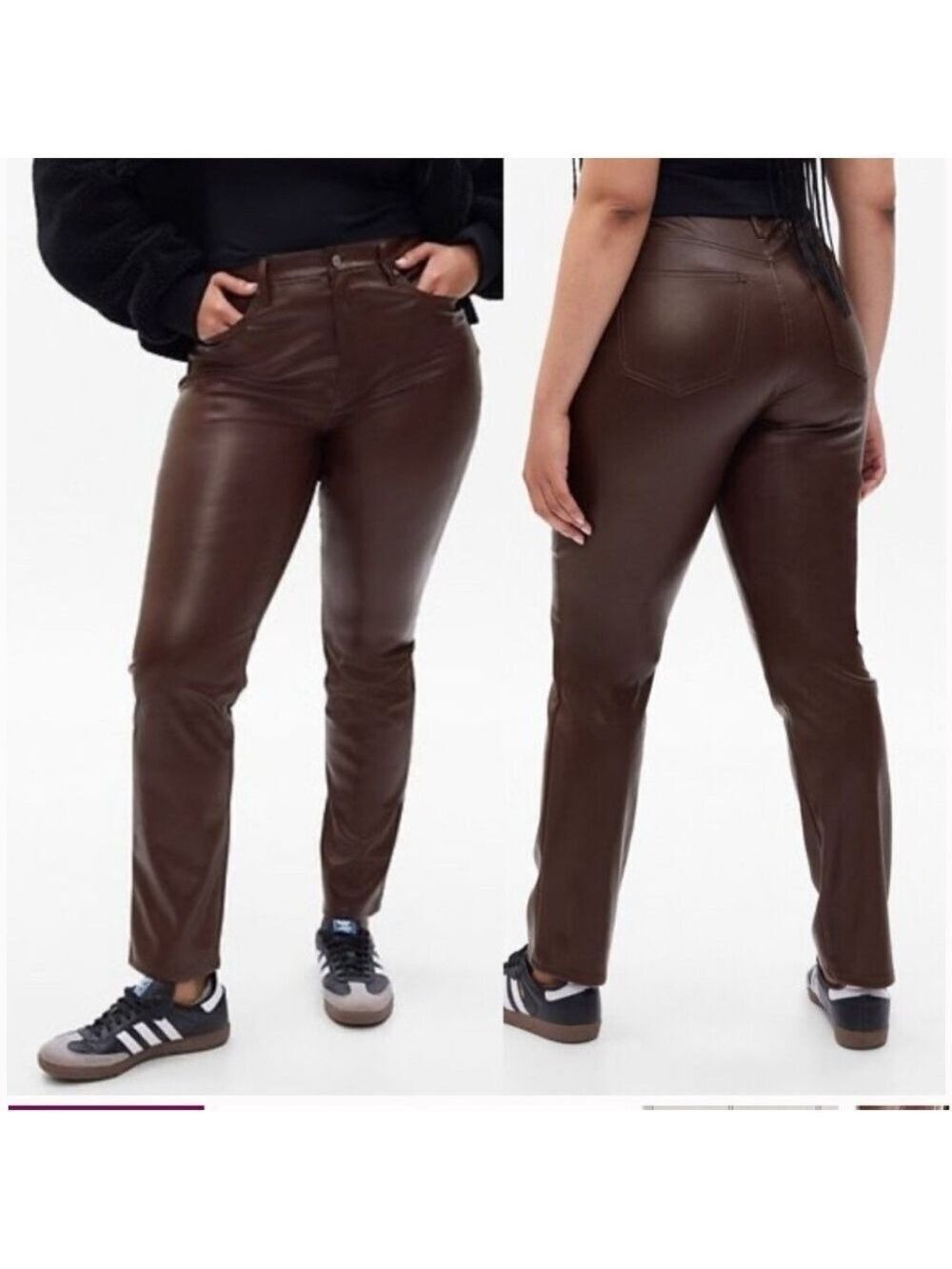 Gap vintage slim high-rise Brown polyurethane pants size 31 waist/12L